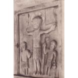 Postcard-Daglingworth-Glos-Saxon Church Sculpture ' The Crucifixion, Cambria RP W.Call No.5