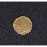 1756 - George II Gold Half Guinea, F/NVF, small edge bumps. Spink: 3685