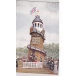 Postcard-Helter-Skelter Lighthouse-early colour card, used 1909, South Kensington