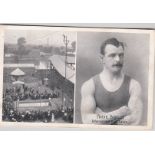 Postcard-Sporting-Frank Burley-International High Dive-Portrait at right, high dive performance at