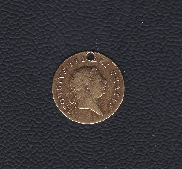 1808 - George III Gold Half Guinea, Fine but holed. S