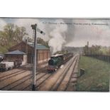 Postcard-Railway-Grand Central Railway-Manchester Express Passing Rickmansworth-used 1926, pub