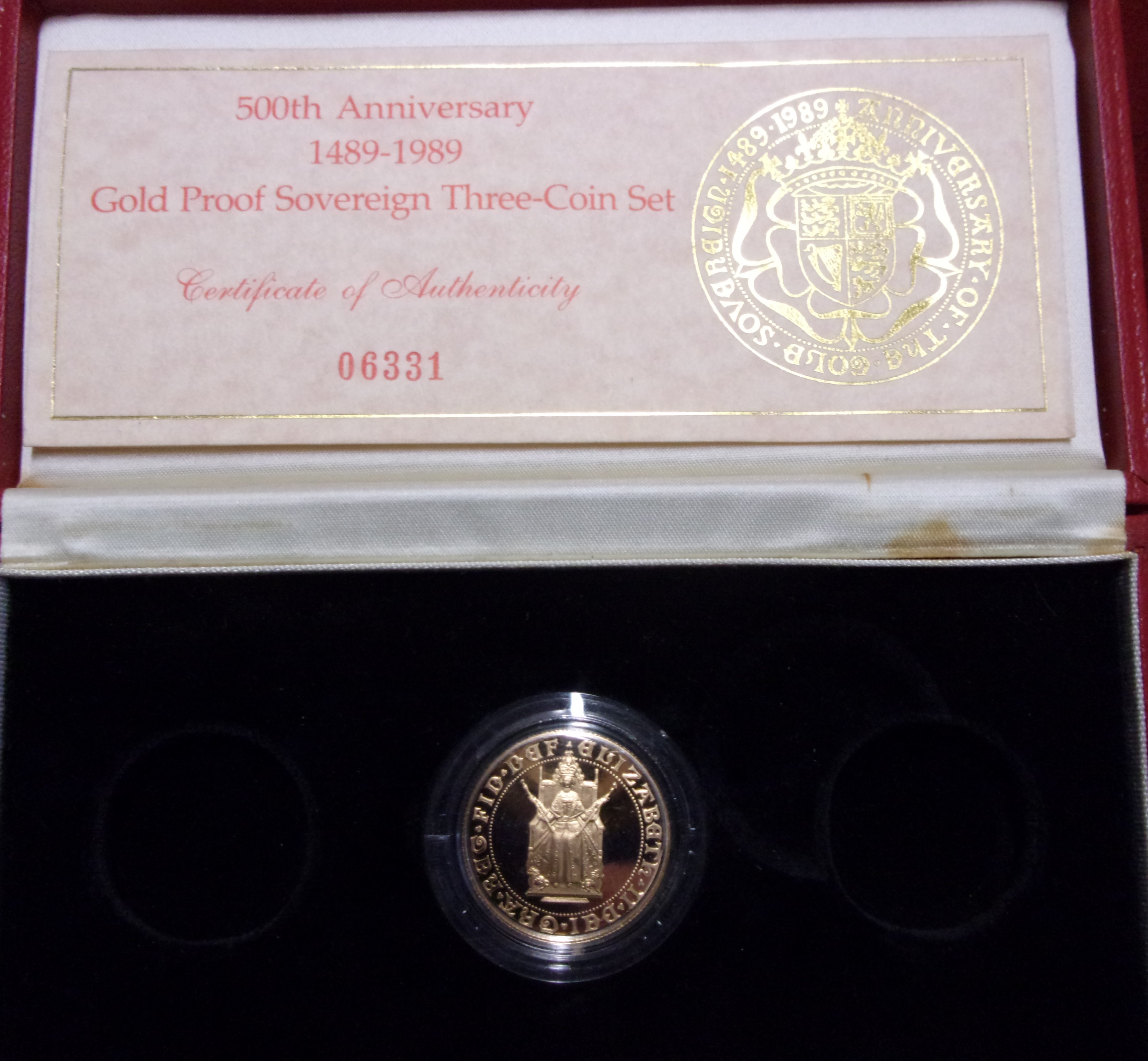 1989 - Gold Proof Elizabeth II £2- Coin , Cert No. 6331. Spink: SD3. Boxed.