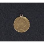 1793 - George III Gold Guinea, Fine, small mount attached. Spink: 3729