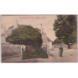 Postcard-Hadley Wood (London)-Street scene with King Edward IV Oak, postman and bicycle walking