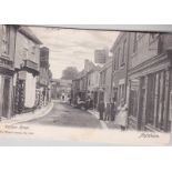 Postcard-Norfolk-Red Lion Street, fine view shops and activity-Wrench series used Aylesham 1908