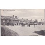 Postcard-Norfolk-Aylsham Market Place-Horse drawn etc, Pub Barnwell, used 1910