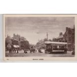 Postcard-Eccles cross-Fine RP postcard activity, Salford Corporation Tram at Stop