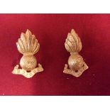 Royal Artillery Officers Collar Badge Pair (gilt), two lugs each.