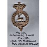 Harts Regt Militia 1874-1881 Glengarry Badge later the 4th Battalion Bedfordshire Regt. G/m with two