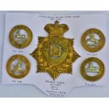 Victorian Other Ranks' Helmet-Plate Centres 1881 to 1901 including: The Suffolk Regt with QVC Helmet
