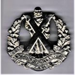 Queen's Own Cameron Highlanders of Canada Cap Badge (White-metal), two lugs