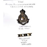 Royal Buckingham (Yeomanry Hussars) Cap Badge (Gilding-metal), lugs with Officers Shoulder Title,