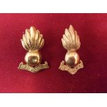 Royal Engineers Collar Badge Pair (gilt), two lugs each.