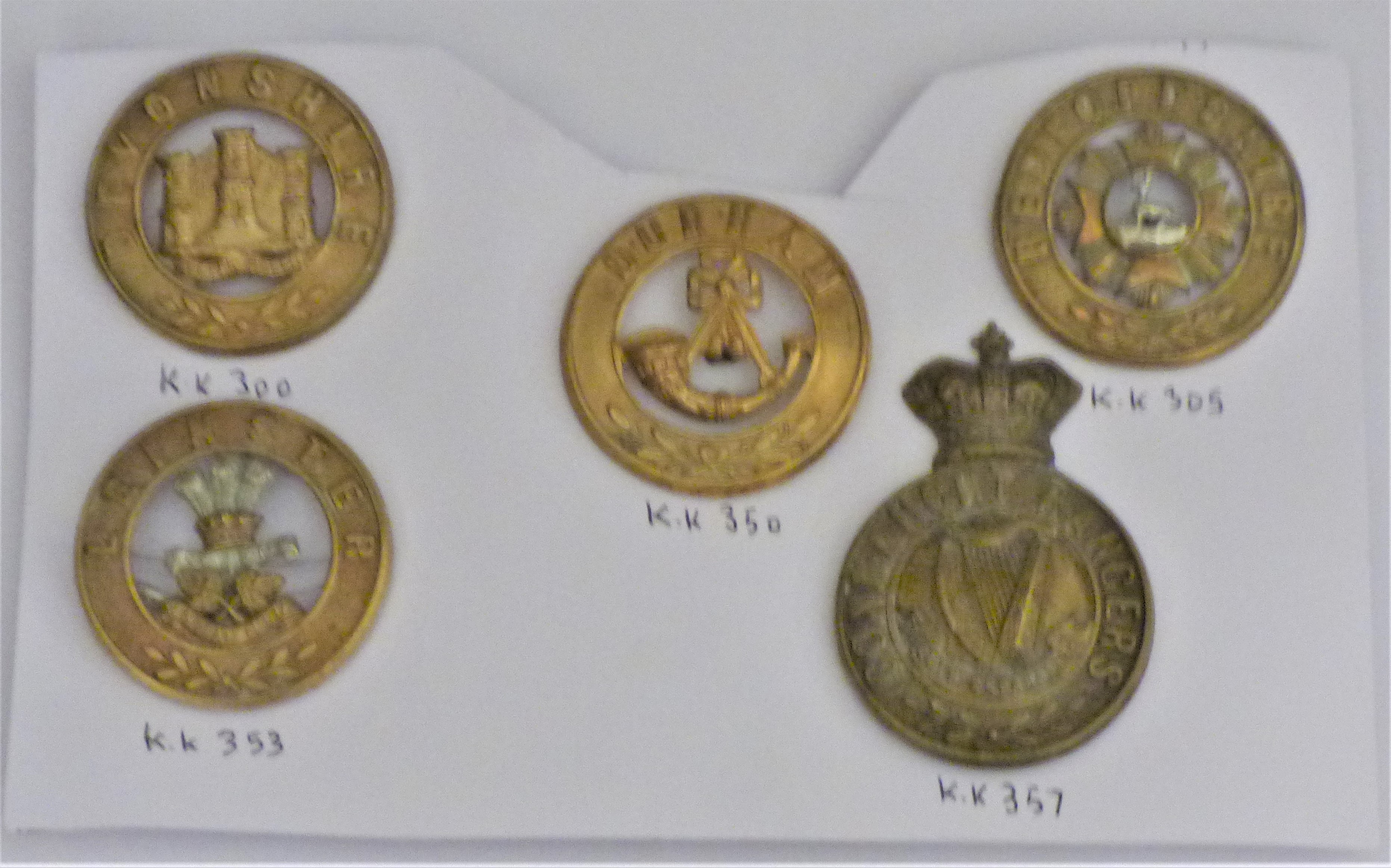 Victorian Other Ranks' Helmet-Plate Centres 1881 to 1901 including: The Devonshire Regt,