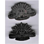Australian Commonwealth Military Forces WWI Collar Badges (Bronze), two lugs on each and two