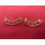 Welch Regiment Shoulder Title Pair (Gilding-metal), two lugs each.