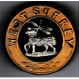 West Surrey (The Queen's Royal West Surrey) Regiment Other Ranks Helmet Plate Centre 1902-1914 (Bi-