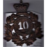 10th Regiment of Foot (North Lincolnshire Regt - later The Lincolnshire Regt) Shako Plate 1869-1878,