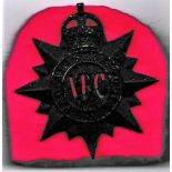 The Victoria Rifles of Canada Regiment WWII Cap Badge (Blackened-bronze), two lugs with voided