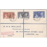 British Guiana 1937 (17th Aug) registered envelope with coronation set first day registration
