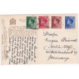 Great Britain - King Edward VIII -1/2d-2.1/2d full set of stamps, Westminster Abbey postcard used