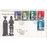 Great Britain 1972 - Village Churches set FDC, Earls Barton Northampton c.d.s. Scarce Cat £100 A/W