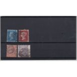 Great Britain 1858-64 - Definitive's SG43 used 1d plate 100, SG45 used 2d plate 9, SG82 used 4d,