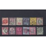 Great Britain 1887-92 - Definitive's Jubilee issue SG197-198, 200-202, 205a, 206, 207a, 208-211 used