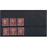 Great Britain 1855 - Penny red, SG29 fine used 1d x 6 - cat value £22 each