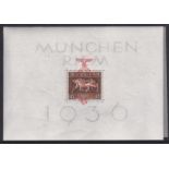 Germany 1937 - "Brown Ribbon" m/s opt. in Red; 1 August 1937 Munchen-Riems, SGMS638, Mi Block 10