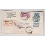 French Colonies 1934 env registered N'Gaoundere to USA a fine attractive cover.