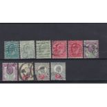 Great Britain 1902-1910-Definitives SG216-218 used 1/2d, SG219 - 220 used 1d, SG221, 223 used 1.1/