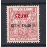 Cook Islands 1967 - Decimal currency surcharged 2 dollars, SG219 u/m mint £1 cat value £65