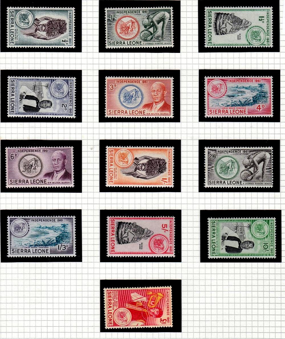 Sierra Leone 1961 set, SG223/235, ½d to £1, l/m/mint.