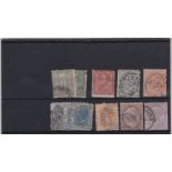 Italy 1863 - definitive's SG8-11 used, SG20a, 22a, 13 used, SG15 used, Cat £74