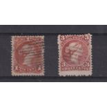 Canada 1868-90-One cent, red-brown and three cents red-brown,SG47 and 49, fine used cat £120