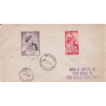 St. Lucia 1948 Royal Silver Wedding Set on cover, 26 Nov