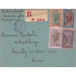 French Colonies Madagascar 1938 Env Registered Ambatosoratra to France. Transit receiving cds's on