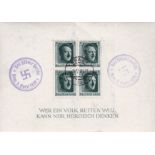Germany 1937-Hitler's Culturefund-SG MS635 used miniature sheet cancelled 3.4.1938 Graz carries 2