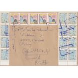 Iraq 1998-Large Envelope Baghdad to Germany with Flora 25 fils (12) and Martyrs' Day 100 fils(5) -