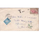 Gold Coast 1956 Postage Due 4d on env Gold Coast to Kilmarnock with H/S's