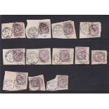 Great Britain 1881-SG174 used 1d x12 on pieces with a variety of cancels