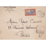 French Colonies New Caledonia 1938 Env Noumea to Paris, 65 Cent Rate, Noumea datestamp, "Buvey Ra
