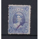 Australia (Queensland) 1882 - definitive SG152, used 2/- Blue - Cat value £65.00