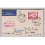 Germany 1931-Polar Flight Graf Zeppelin, 1 mark Carmine SG469 used as single franking on a