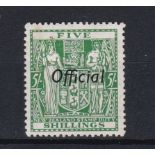 New Zealand 1938-Official 5/-, SG0119, fresh m/mint, cat £160