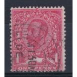 Great Britain 1912 1d Aniline scarlet SG 333 FU