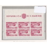 San Marino 1961 1000 Lire Air (Helicopter) S.G. 636, l/m/mint m/s of six, scarce