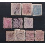 New Zealand1874-1878 definitive's SG 152-153 used, SG163 used, 1882-1900 definitive's SG195-196